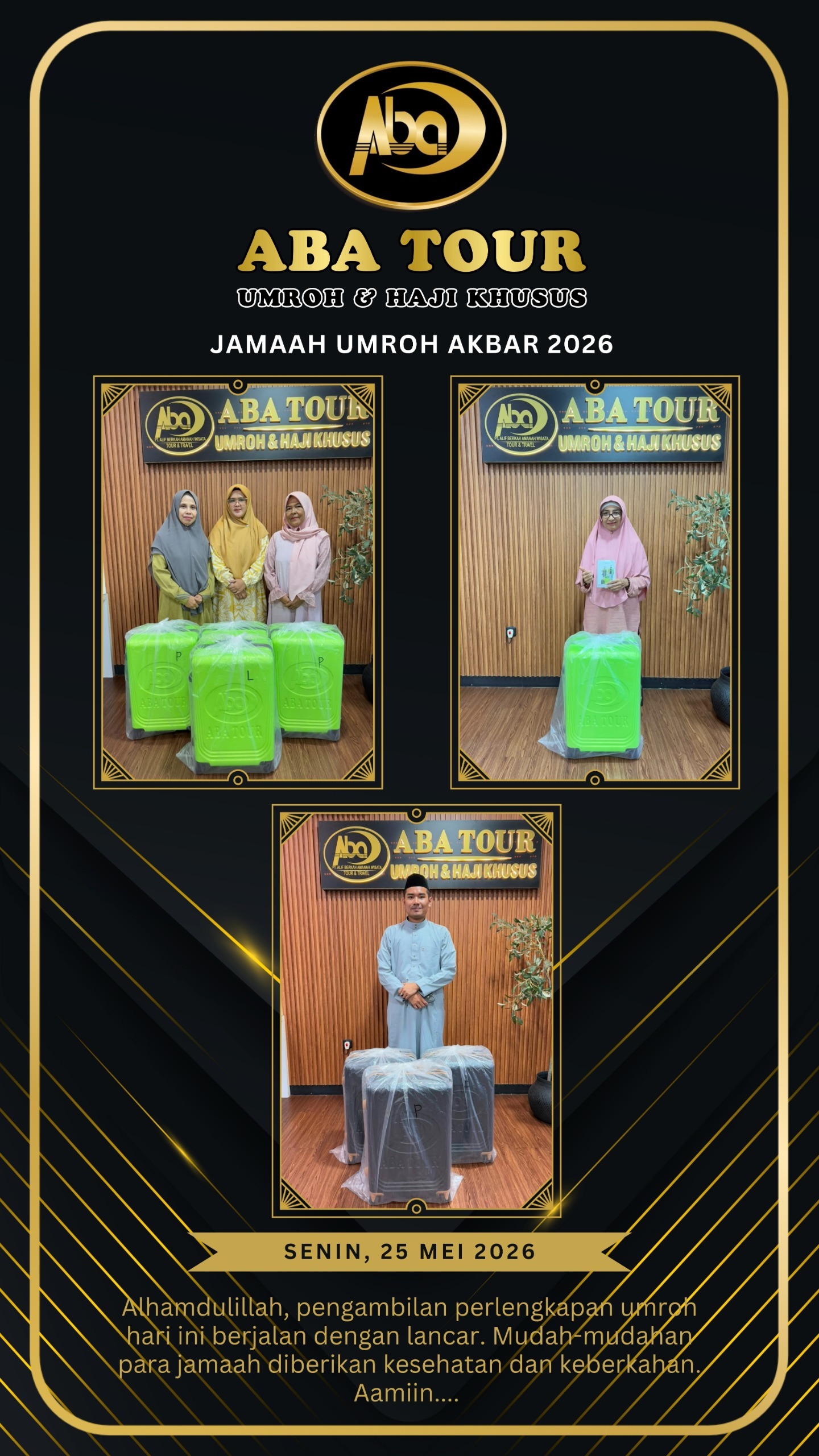 Masyaallah berikut dokumentasi pengambilan perlengkapan umroh Akbar 2026, Tanggal 25 Mei 2026 🥰