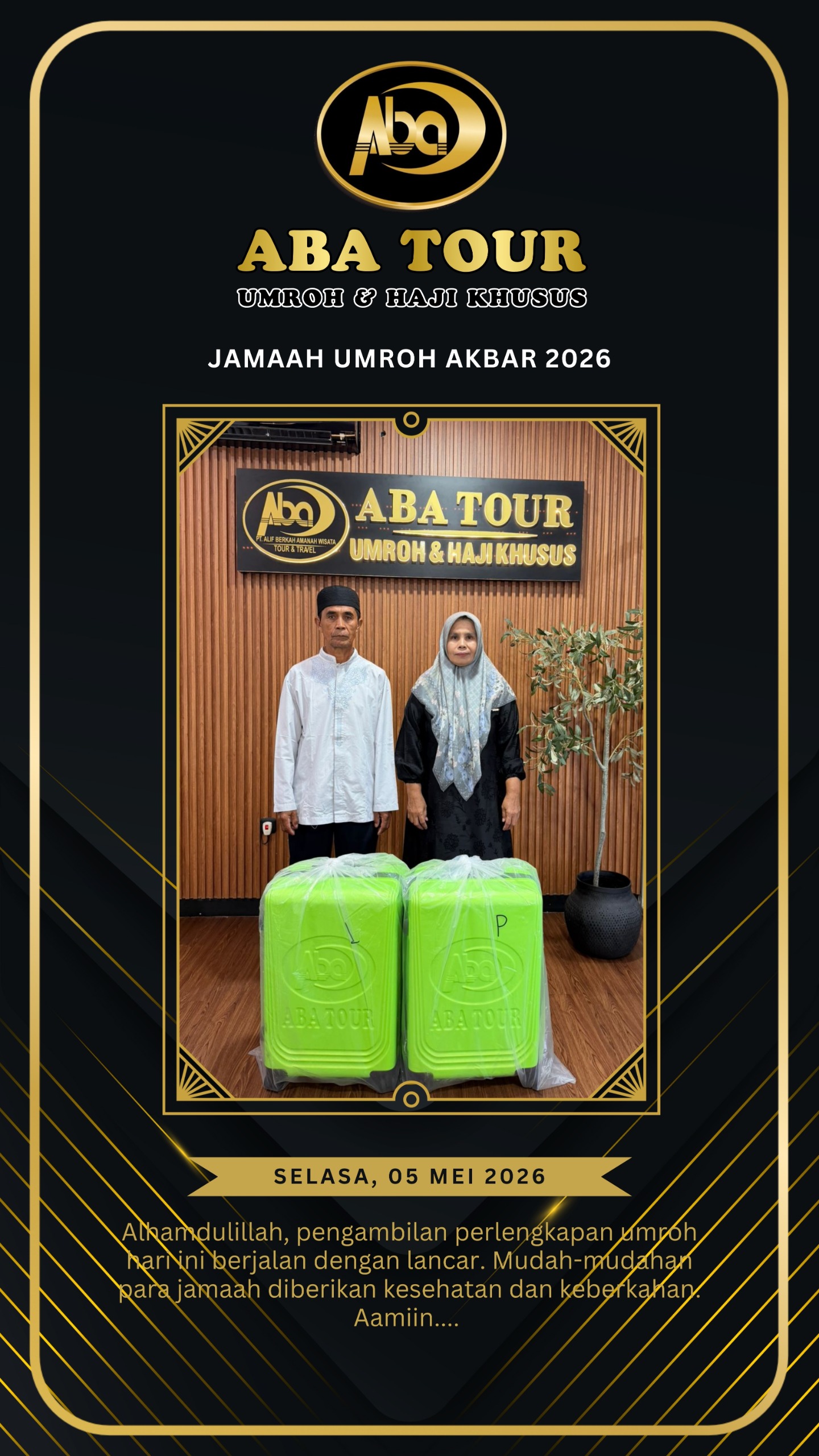 Masyaallah berikut dokumentasi pengambilan perlengkapan umroh Akbar 2026, Tanggal 05 Mei 2026 🥰