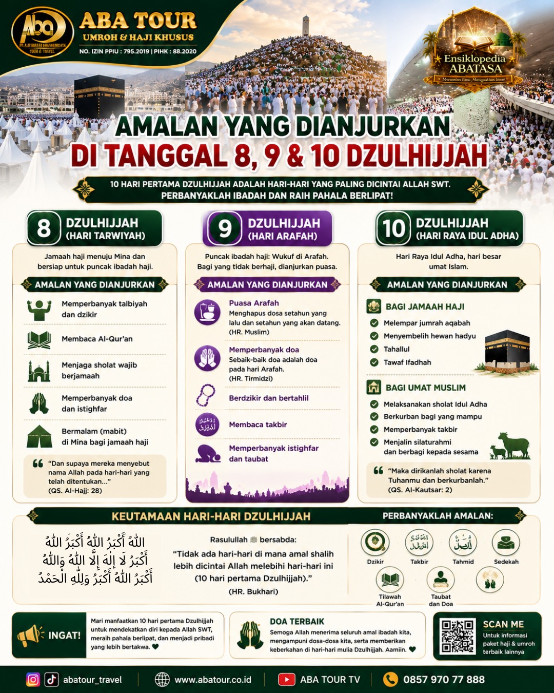 Keutamaan hari ke 8,9 dan 10 dzulhijjah