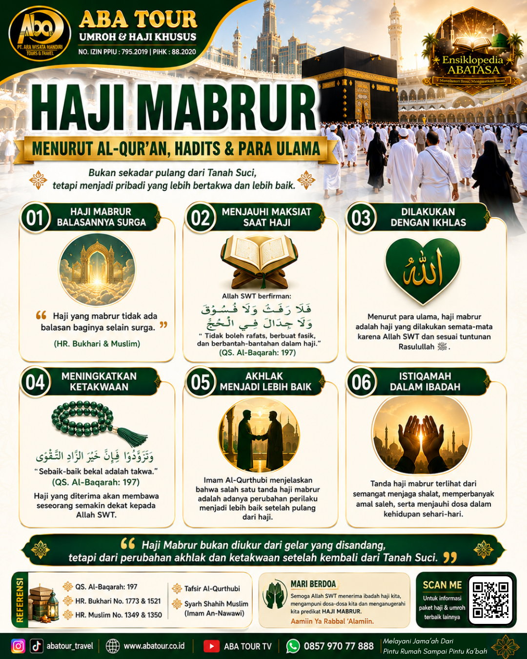 Haji mabrur menurut Al-qur'an, Hadist dan Para ulama